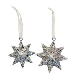 <b>Christmas</b> Hanging Metal Star Ornament Blue Glitter Decoration for <b>Tree</b> Home Party Holiday Decor Gift Piece Hanging Pendant - Product Image 1