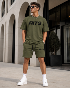 Conjunto de Camiseta y Pantalones Cortos de Algodón Negro para Hombre RITS, Cuello Redondo, Ropa Casual de Verano, Tejido de Punto Transpirable, Sin Costuras, 200g 2026 - Product Image 1
