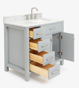Mueble de Baño Personalizado Hannah de 37 Pulgadas con Lavabo a la Derecha, Solo Mueble, 2 Opciones de Acabado, Fabricante OEM de Vietnam - Product Image 4