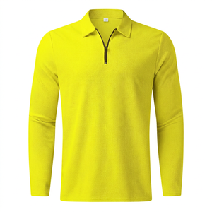 Polo à manches longues en tricot pour homme, fermeture éclair, style décontracté uni, gris - Product Image 4