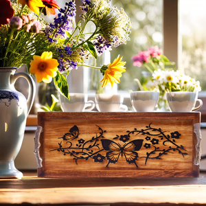 Bandeja de Servir Moderna Hecha a Mano de Alta Calidad Falak World Export, con Asa de Metal y Diseño de Madera, Apta para Lavavajillas y Microondas, para el Hogar - Product Image 4