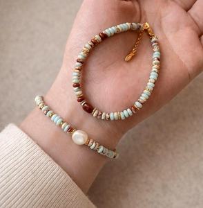 Multicolor Gemstone Pearl Bracelet Dainty Beaded Stacking Jewelry 925 Sterling Silver 14K Gold Plated - Product Image 6
