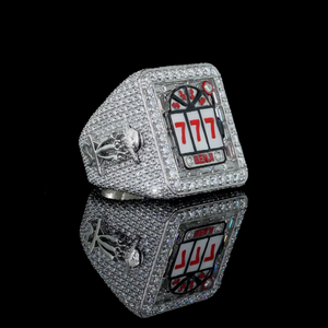Anillo de cóctel AMBER JEWELS T-180 Benji 777 con diseño de máquina tragamonedas, plata 925, moissanita con engaste de puntas, estilo Hiphop, unisex, chapado en rodio, tercera talla - Product Image 3