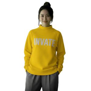 Womens Navy Mock Neck Sweatshirt INVATE Print Regular Fit Long Sleeve Casual Knitted Cotton Autumn <b>Top</b> - Product Image 6
