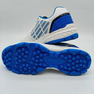 Chaussures de cricket respirantes pour hommes, blanches et bleues, tige synthétique, semelle en caoutchouc antidérapante - Product Image 2