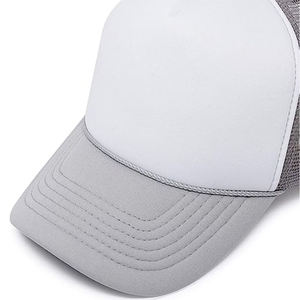 White Mesh Trucker <b>Hat</b> 6-Panel Adjustable Unisex Casual <b>Cap</b> with Embroidery Gray Brim Breathable Outdoor Adult Size - Product Image 3