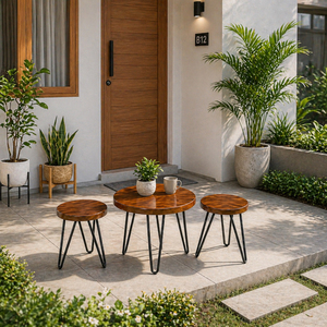Modern Round Wood <b>Coffee</b> <b>Table</b> <b>Set</b> with Hairpin Legs Walnut Finish Living Room Furniture Midcentury Design Durable <b>Nesting</b> <b>Table</b> - Product Image 5