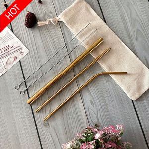 Juego de Pajitas Reutilizables Diarias de Acero Inoxidable 304 (18/10) Rectas y Curvas con Cepillo Limpiador en Estuche, Venta al por Mayor en India - Product Image 5