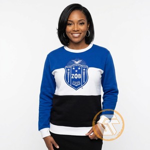 Wholesale Custom Made Embroidered Zeta Phi Beta Women's Crew Neck Casual Cotton Fleece Breathable Winter 500g Sorority - Product Image 4