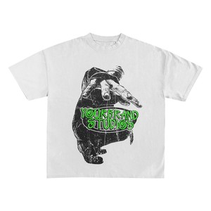 100% cotton T-shirt for men loose fit printed Mens Oversize T Shirt 240 GSM Premium Cotton Black Graphic Puff Print Custom <b>Logo</b> - Product Image 6