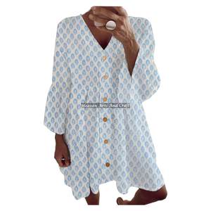 Vestido Midi de Algodón para Mujer, Diseño de Primera Calidad, con Mangas Campana, Ideal para Primavera y Verano, Atuendo Perfecto para Vacaciones - Product Image 2