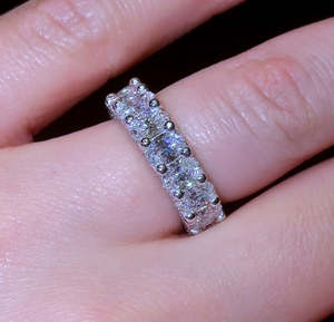 Customize Moissanite 9k 14K 18k Solid Gold <b>Ring</b> Platinum Half and Eternity Band <b>Rings</b> for Women Gift - Product Image 4