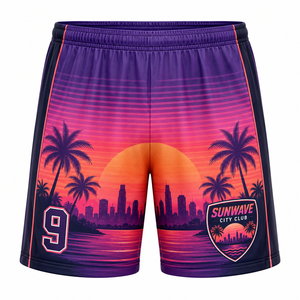 Pantalones Cortos Deportivos para Hombre Sunwave City Club, Impresión Sublimada, Absorción de Humedad, Cintura Elástica, 100% Poliéster, Ropa Deportiva de Verano - Product Image 1