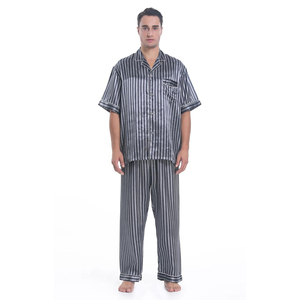 Ensemble de pyjamas en satin de luxe pour hommes, manches longues, boutons, vêtements de nuit pour hommes, respirant, collection printemps-été - Product Image 2