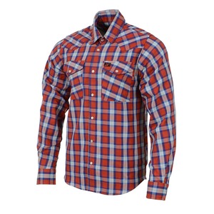 Chemise à manches longues pour homme de haute qualité, à carreaux rouges et bleus, en coton premium, boutonnée, style western décontracté, avec deux poches à rabat. - Product Image 5