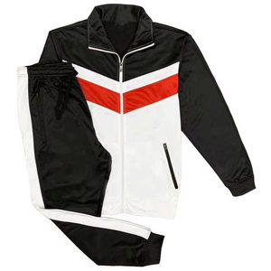 Custom Logo Streetwear Woven Fabric <b>White</b> Piping Zipper Pockets <b>2</b> <b>Pieces</b> <b>Set</b> Windbreaker Tracksuits - Product Image 2