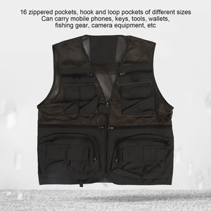 Nouvelle arrivée, veste de pêche pour homme, gilet de photographe, couleur noire, sans manches, fermeture éclair, avec plusieurs poches - Product Image 3