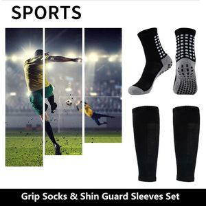 2 Set Anti-Slip <b>Grip</b> Soccer <b>Socks</b> with Shin Guard Sleeves, Sports Athletic <b>Socks</b> for Men Women - Product Image 2