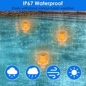 2 lampes solaires flottantes pour piscine, étanches IP67, en forme de globe, avec 3 modes d'éclairage, lampes solaires à piquet effet flamme - Product Image 5