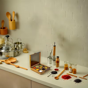 Boîte à épices en bois artisanale avec couvercle en verre |   Organisateur de rangement pour épices |   Conteneur à épices de cuisine - Product Image 3