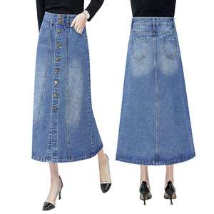 Wholesale Ladies Women's Long Denim Skirts - Product Image 4