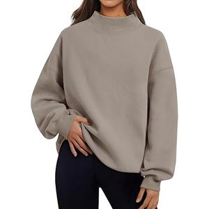 Sweat-shirt en molleton épais de haute qualité à col montant pour l'hiver, en polyester et coton, avec logo personnalisé, vierge, en coton tricoté et fibre de bambou, coupe ajustée - Product Image 1