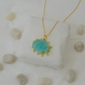 Pendentif de collier en amazonite naturelle sculptée en forme de poisson, plaqué or, bijou de caractère, charme pierre de naissance, cadeau pour elle 562412 - Product Image 4