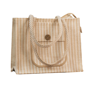 กระเป๋าช้อปปิ้งผ้ากระสอบคุณภาพพรีเมียม ลายเรขาคณิต สไตล์โบฮีเมียน แฟชั่น สะพายง่าย หูหิ้วบุผ้า แข็งแรง จุของได้เยอะ - Product Image 1