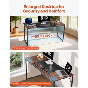 63-Inch Modern Simple Metal Frame <b>Computer</b> Desk for Home <b>Office</b> for Gaming Writing Study Large Workspace Comfortable Leather - Product Image 4