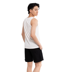 Camiseta sin mangas de punto con cuello redondo de color naranja sólido para hombre, ropa informal - Product Image 2