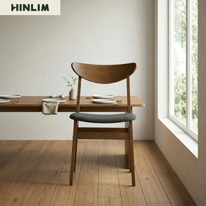 High Quality Durable Wooden Dining Chair Fabric Cushion Upholstered Seat Curved Backrest Modern Design Home Furniture - Product Image 2