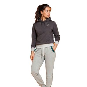 Women's <b>Charcoal</b> Pullover Hoodie and Light Grey <b>Jogger</b> Pants Two Piece Casual Athletic Tracksuit Set - Product Image 4