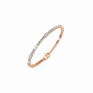 Bracelet élégant en or rose 18 carats avec diamants de laboratoire Rhythm Tennis, 66 diamants taille brillant, bracelet tendance pour la vente en gros - Product Image 3