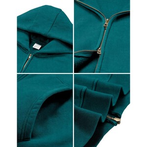 Dernière Tendance : Sweat à Capuche Zippé Vert Oversize pour Homme, Manches Raglan, Uni, Décontracté, avec Poches, Grammage Lourd, OEM - Product Image 4