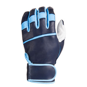 Men Baseball Batting Gloves Navy Blue Leather Breathable Grip Support Adjustable Wrist <b>Strap</b> Sports OEM Factory Supply - Product Image 6