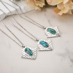 Collar de Plata de Ley 925 con Colgante de Turquesa y Baño de Oro de 14K, Gema Natural, Joyería para Mujer, Regalo - Product Image 4