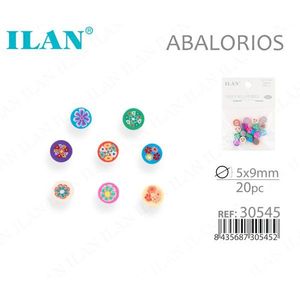 Ilan Abalorios Perline rotonde in argilla polimerica 5x9mm con motivo floreale 20pz - Product Image 1