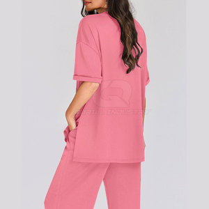 Hot Supplier Women Co Ord Set Two Piece Half Sleeve Top Pants Outfit Winter Daily <b>Wear</b> Outdoor Activities <b>Travel</b> Weekend 100% - Product Image 6