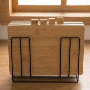 Bamboo Wooden Index Cutting Board Set of 4 Chopping Block with Groove Metal <b>Stand</b> Holder for Kitchen Bread Meat <b>Vegetables</b> Fish - Product Image 5
