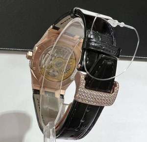 Nouvelle arrivée, montre-bracelet en cuir avec diamants Moissanite VVS originaux, design luxueux en acier inoxydable, bijoux à la mode - Product Image 5