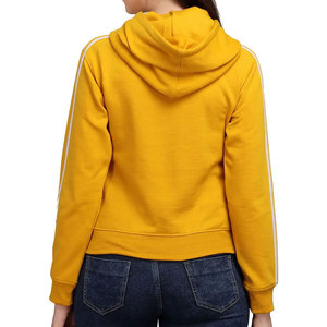 Sudadera con Capucha para Mujer, Color Amarillo Mostaza, Corte Regular, Tejido de Algodón, Estilo Casual para Otoño, Manga Larga, Color Sólido - Product Image 3