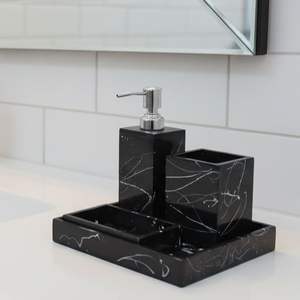 Ensemble de salle de bain 4 pièces en MDF de haute qualité pour la maison : porte-brosse à dents, distributeur de savon, plateau de vanité – En promotion - Product Image 5