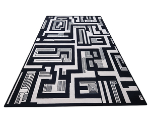 Tapis moderne de luxe tufté à la main, style géométrique 3D noir et blanc, à poils hauts et bas, le plus vendu, pour la vente en gros - Product Image 3