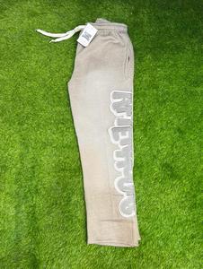 Custom Made Streetwear Flared Cotton Fleece Sweatpants Men's Embroidery Logo Staked <b>Trouser</b> for Men - Product Image 6
