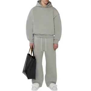 Custom Drop Shoulder Men's Tracksuit Baggy Jogger Sweat suits Blank Jogging Heavyweight Hoodie and <b>Sweatpants</b> <b>Set</b> - Product Image 1