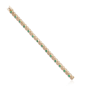 กำไลเทนนิสเพชรแท้ ทองคำ 14k ประดับมรกตทรงกลม งานแฮนด์เมด เครื่องประดับชั้นดี ขายส่ง - Product Image 4