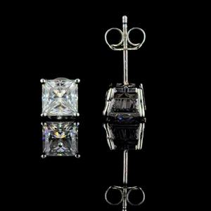 Nouveauté : Boucles d'oreilles minimalistes carrées serties de diamants, look diamant classique, bijoux élégants pour femmes - Product Image 2