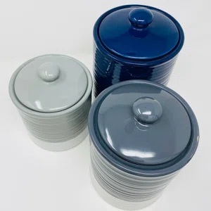 Designer Ceramic Canister Set Gloss Glaze Airtight Lid Food <b>Storage</b> Jars Modern <b>Kitchen</b> Organizer Luxury Countertop Collection - Product Image 3