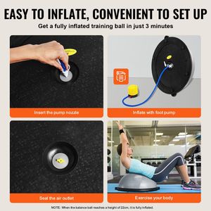Palla di stabilità grigia da 23 pollici per lo Yoga per tutto il corpo allenamento Fitness Trainer fasce di resistenza capacità 660 libbre palle di equilibrio palle mezze palline - Product Image 5