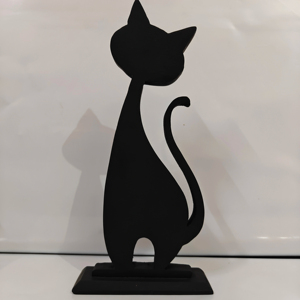 Gato de Halloween, gato negro, gato artesanal, gato grabado con láser, gato de pie - Product Image 1